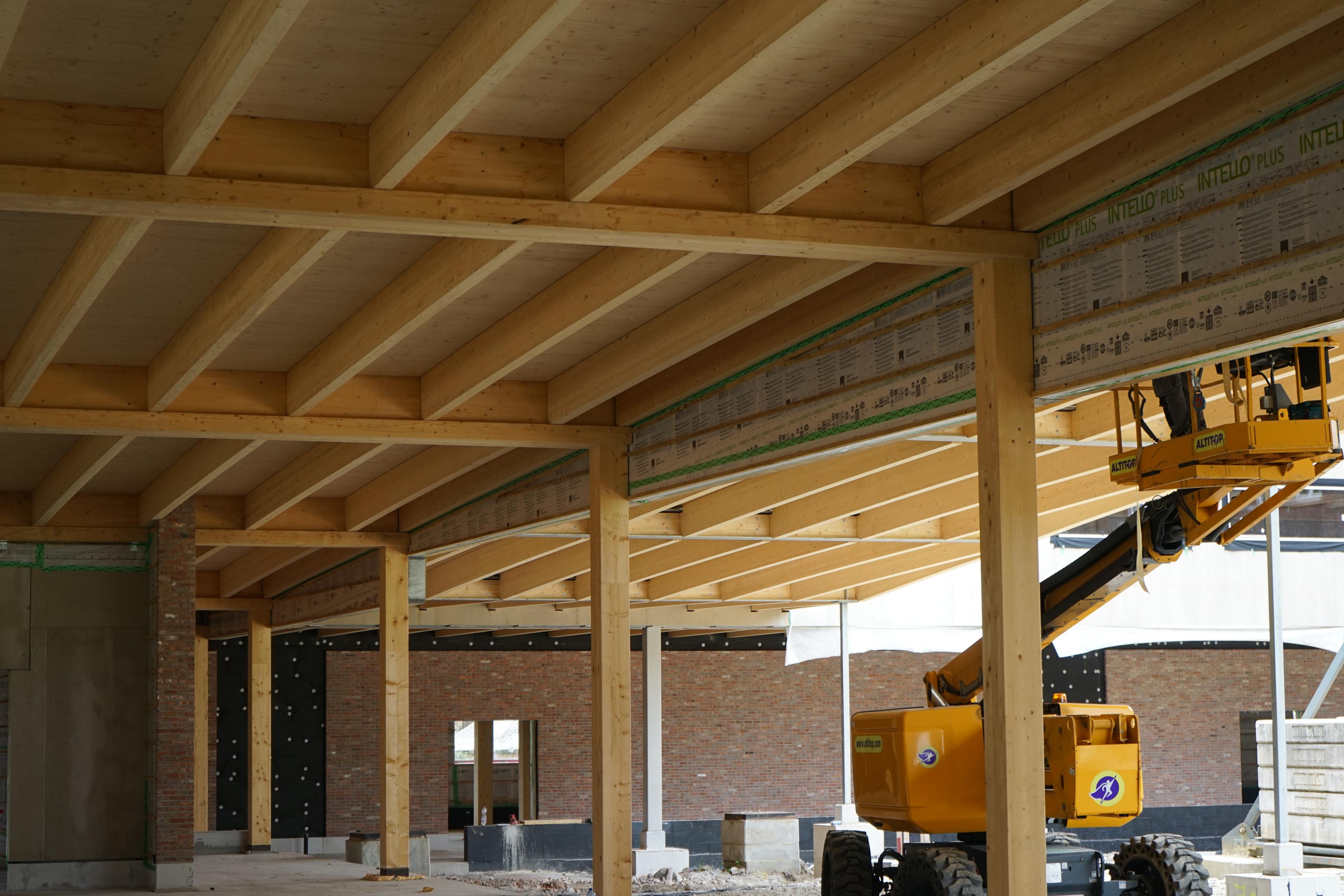 Photo du chantier — ossature bois pour collège de médecine en Belgique 7